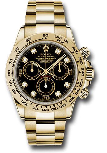 Rolex Cosmograph Daytona Yellow Gold Black Diamond Dial -116508