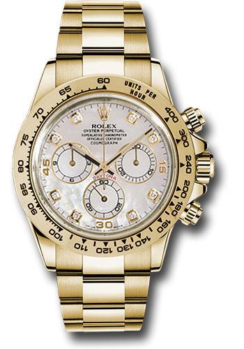 Rolex Cosmograph Daytona Yellow Gold White Mother of Pearl Diamond Dial -116508