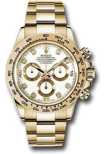 Rolex Cosmograph Daytona Yellow Gold White Diamond Dial -116508