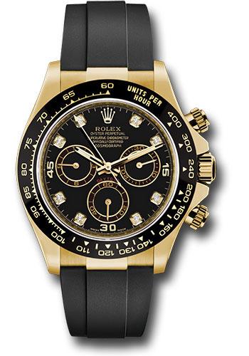 Rolex Cosmograph Daytona Yellow Gold Black Diamond Dial Oysterflex Bracelet- 116518LN
