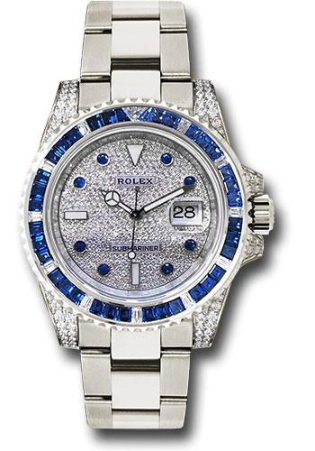 Rolex White Gold Submariner Date Watch - Sapphire And Diamond Bezel - Diamond Paved Dial - 116659SABR