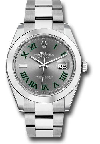 Rolex Steel Datejust 41 Smooth Bezel Oyster Bracelet "Wimbledon" Dial - 126300