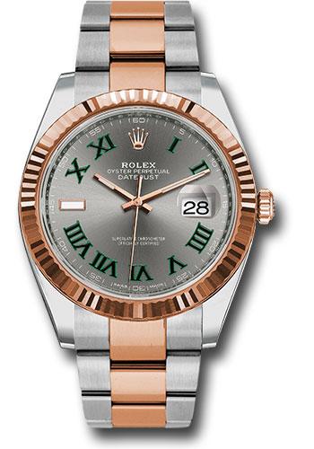 Rolex Steel and Everose Rolesor Datejust 41 Fluted Bezel Oyster Bracelet "Wimbledon" Dial- 126331
