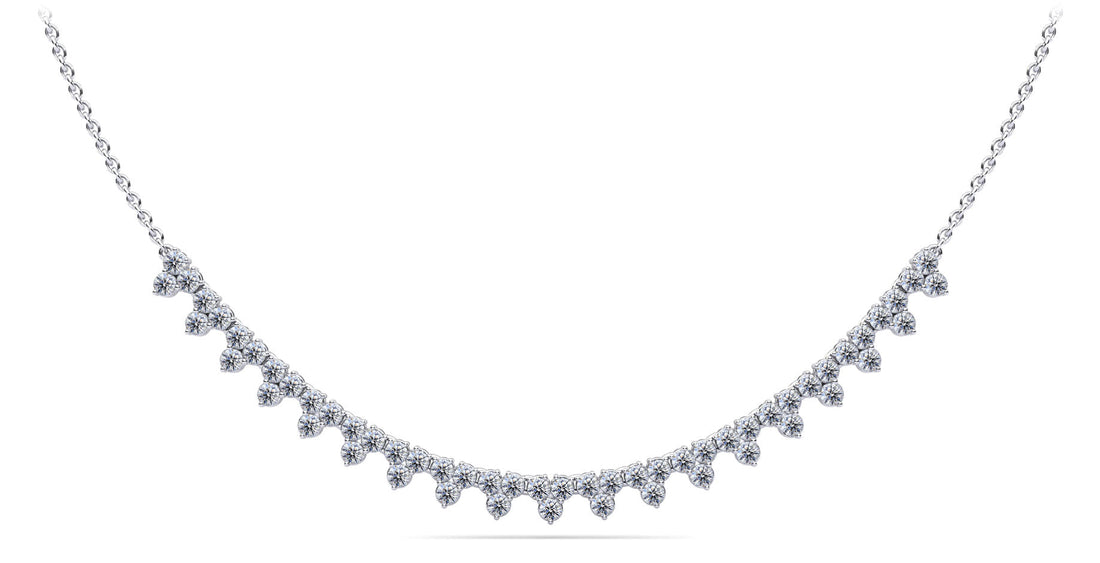Three Stone Brilliance Diamond and Chain Necklace Diamond  with 2.18 ct.(finished) 2mm