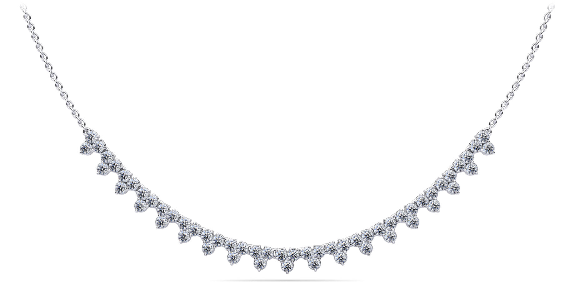Three Stone Brilliance Diamond and Chain Necklace Diamond  with 2.18 ct.(finished) 2mm