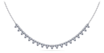 Three Stone Brilliance Diamond and Chain Necklace Diamond  with 2.18 ct.(finished) 2mm