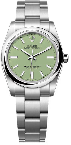 Rolex Oyster Perpetual 34 Pistachio Green Dial Oyster Bracelet - 124200