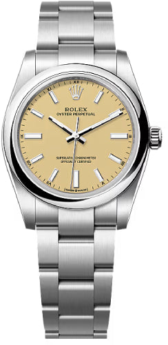Rolex Oyster Perpetual 34 Beige Dial Oyster Bracelet - 124200