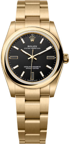 Rolex Oyster Perpetual 34MM Yellow Gold Black Dial - 124208 - 2026