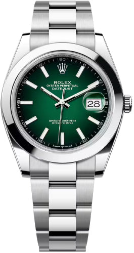 Rolex Datejust Stainless Steel Green Ombré Dial Smooth Bezel Oyster Bracelet - 126300 - 2026
