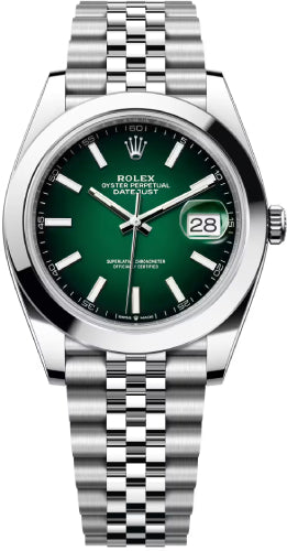 Rolex Datejust Stainless Steel Green Ombré Dial Smooth Bezel Jubilee Bracelet - 126300 - 2026