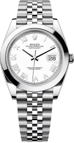 Rolex Datejust Stainless Steel White Roman Dial Smooth Bezel Jubilee Bracelet - 126300 - 2026