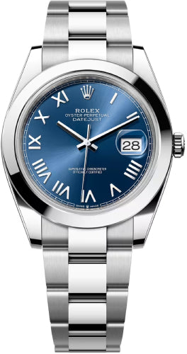 Rolex Datejust Stainless Steel Blue Roman Dial Smooth Bezel Oyster Bracelet - 126300 - 2026