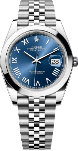 Rolex Datejust Stainless Steel Blue Roman Dial Smooth Bezel Jubilee Bracelet - 126300 - 2026