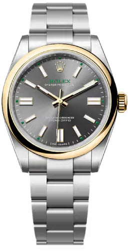 Rolex Oyster Perpetual Stainless Steel Slate Dial with Yellow Gold Bezel - 134303 - 2026
