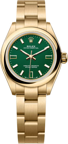 Rolex Oyster Perpetual Yellow Gold 28 MM Green Dial Oyster Bracelet - 276208 - 2026