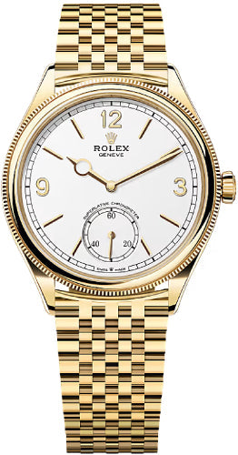 Rolex 1908 39mm Yellow Gold Intense White Dial Divided Bezel Settimo Bracelet - 52508