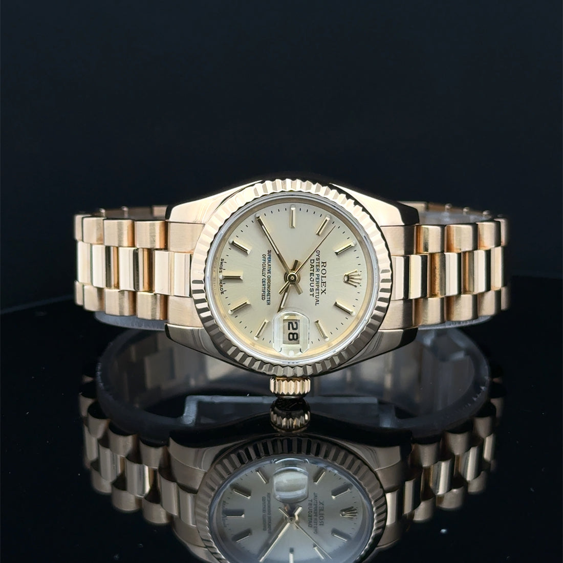 2004 Rolex Datejust Lady President Champagne Stick Dial on President 179178 Complete