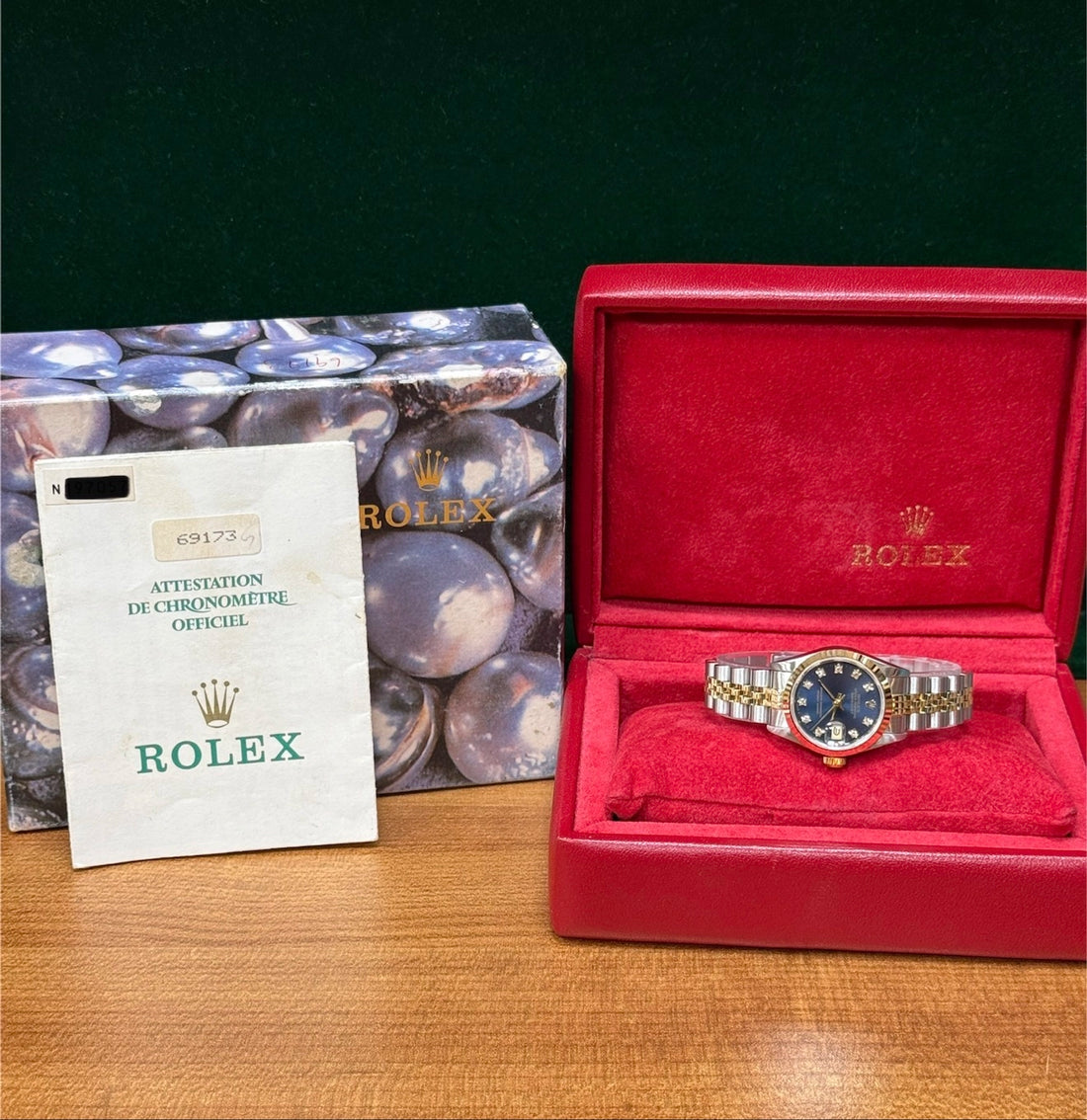 1992 Rolex Lady-Datejust Factory Blue Diamond Dial on Jubilee 69173 Complete