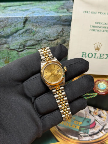 1999 Rolex Datejust Lady Champagne Stick Dial on Jubilee 69173 Complete