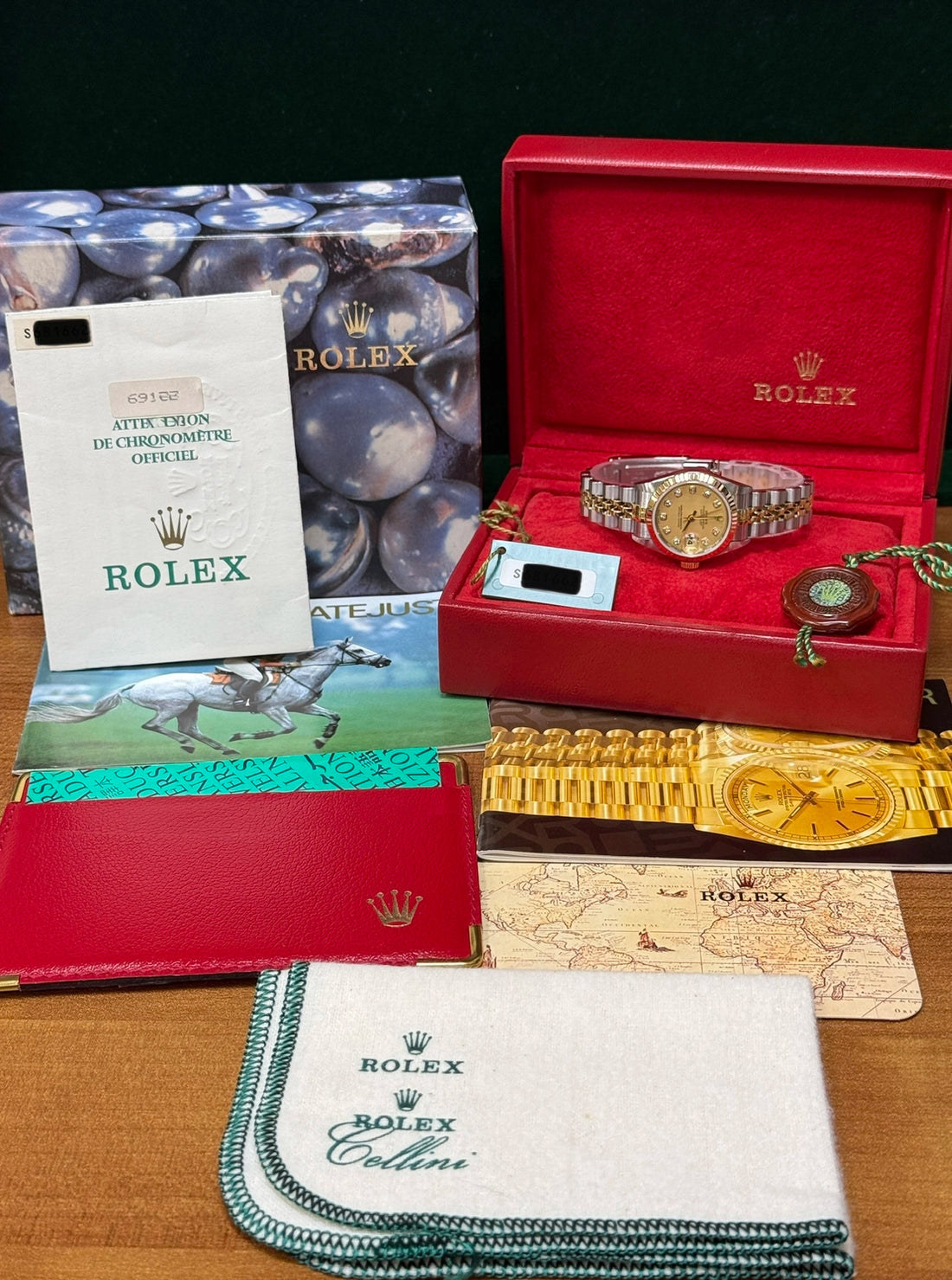 Open Date Rolex Lady-Datejust Factory Champagne Diamond Dial on Jubilee 69173 Complete