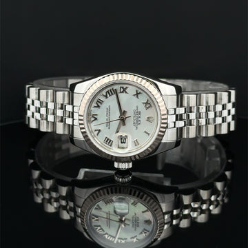 2007 Rolex Datejust Lady White Mother Of Pearl Roman Dial on Jubilee 179174