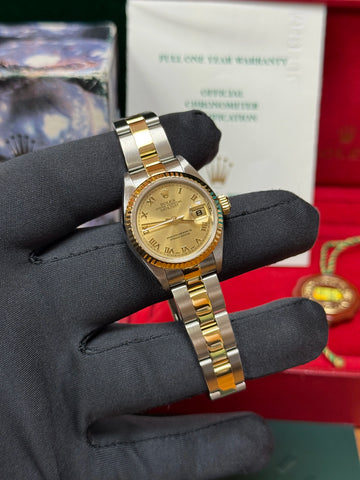 2001 Rolex Lady-Datejust Champagne stick Dial on Oyster 79173 Complete