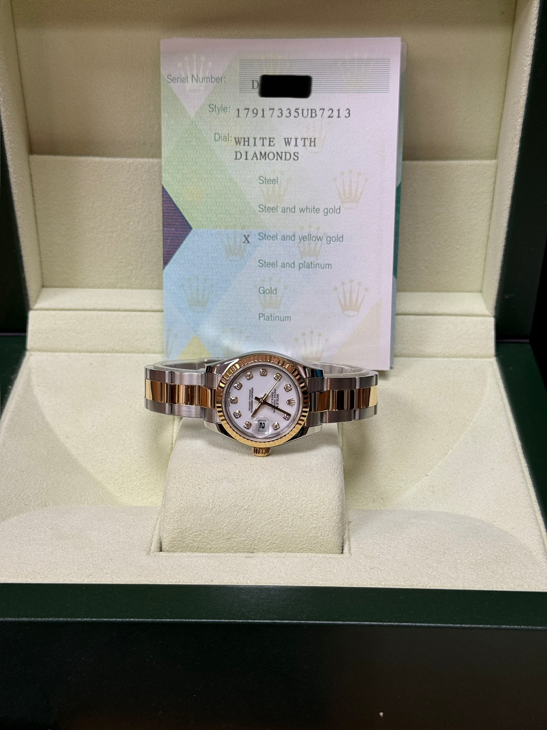 2006 Rolex Datejust Lady White Diamond Dial on Oyster 179173