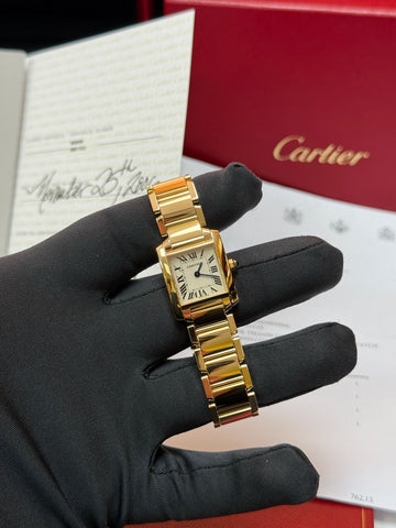 2006 Cartier Tank Francaise White Dial on Yellow Gold W50002N2 Complete
