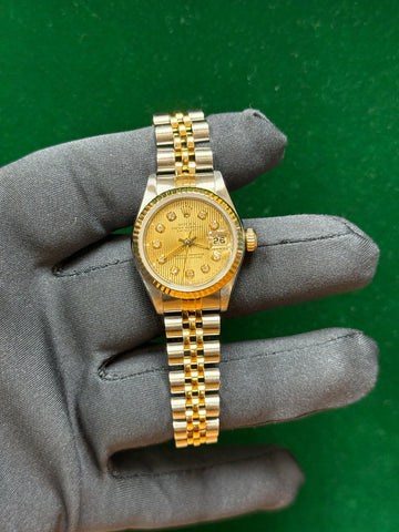 1987 Rolex Lady-Datejust Aftermarket Champagne Tapestry Diamond Dial on Jubilee 69173