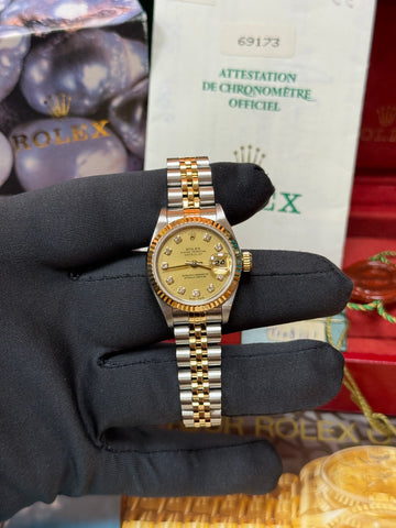 1996 Rolex Lady-Datejust Factory Champagne Diamond Dial on Jubilee 69173 Complete