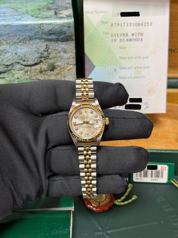 2004 Rolex Lady-Datejust Factory Silver Diamond Dial on Jubilee 79173 Complete