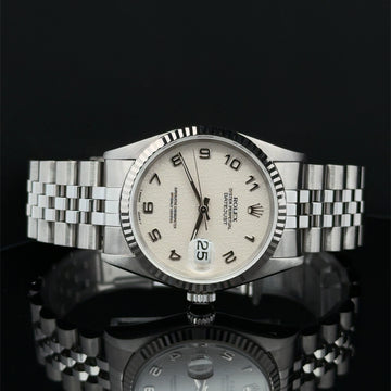 1996 Rolex Datejust 36 White Jubilee-Motif Arabic Dial on Jubilee 16234