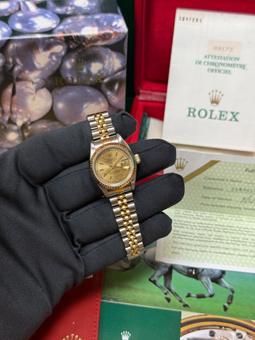 1994 Rolex Datejust Champagne Stick Dial on Jubilee 69173 Complete
