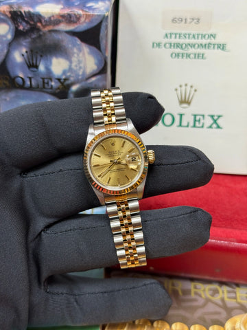 1996 Rolex Lady-Datejust Champagne Stick Dial on Jubilee 69173 Complete