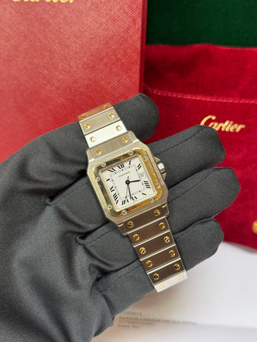 Cartier Santos Carree White Roman Dial on Stainless steel and Yellow Gold 2961 Service Papers