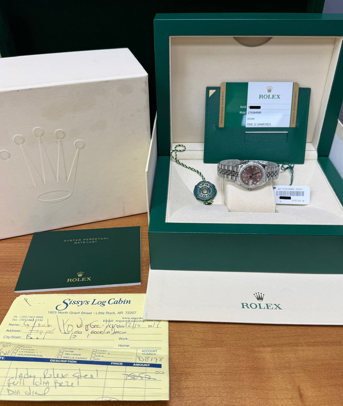 2018 Rolex Lady-Datejust Factory Pink Diamond Dial Dial on Jubilee 279384RBR Complete