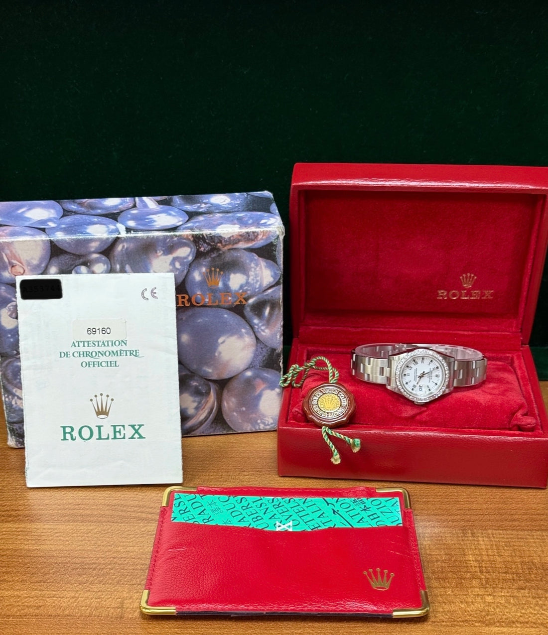 1999 Rolex Oyster Perpetual Date White Buckley Dial on Oyster 69160 Complete